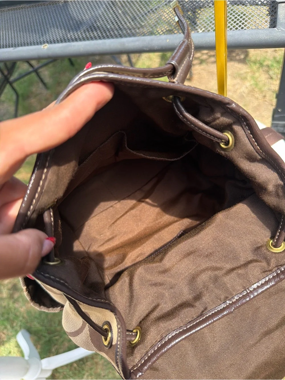 Coach Tan & Brown Signature Canvas Backpack